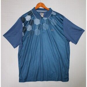 Greg Norman for Tasso Elba PlayDry Blue Graphic Poly Golf Polo Shirt XL